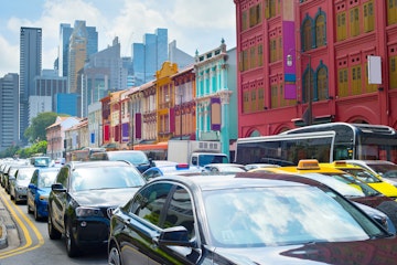 Stock Photo - Traffic jam on a busy road of Singapore