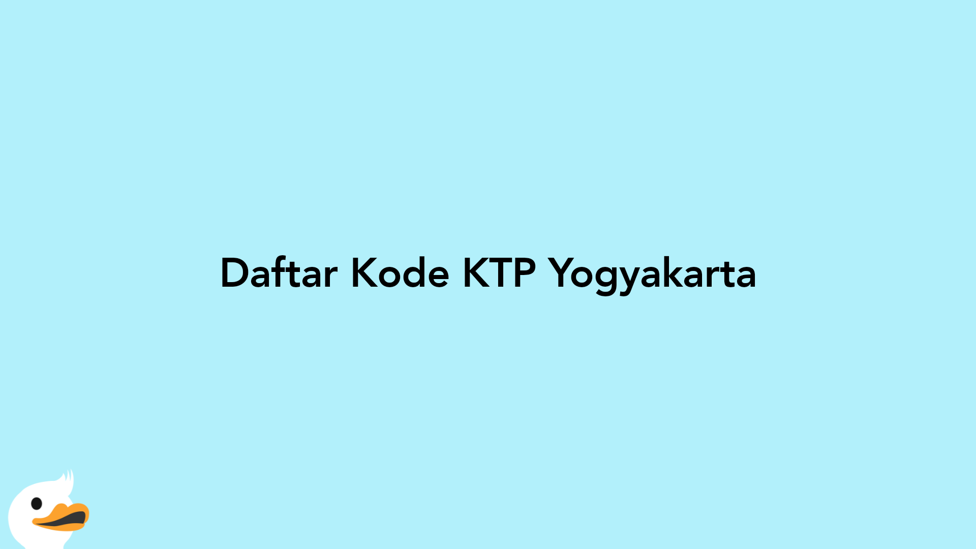 Daftar Kode KTP Yogyakarta