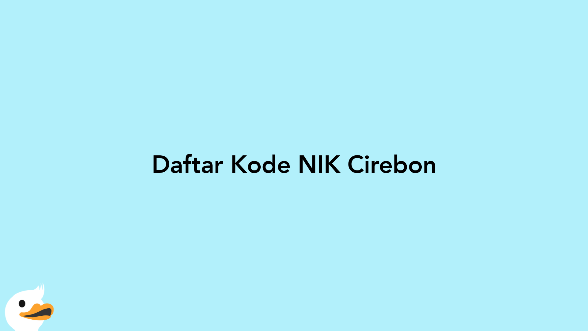 Daftar Kode NIK Cirebon
