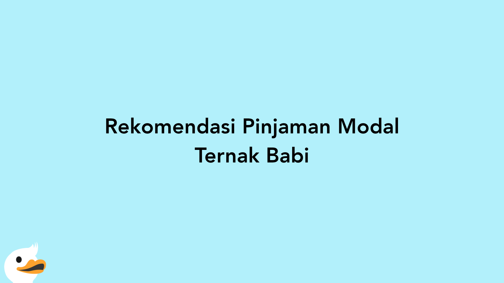 Rekomendasi Pinjaman Modal Ternak Babi