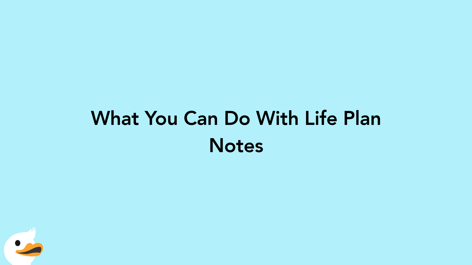 What You Can Do With Life Plan Notes