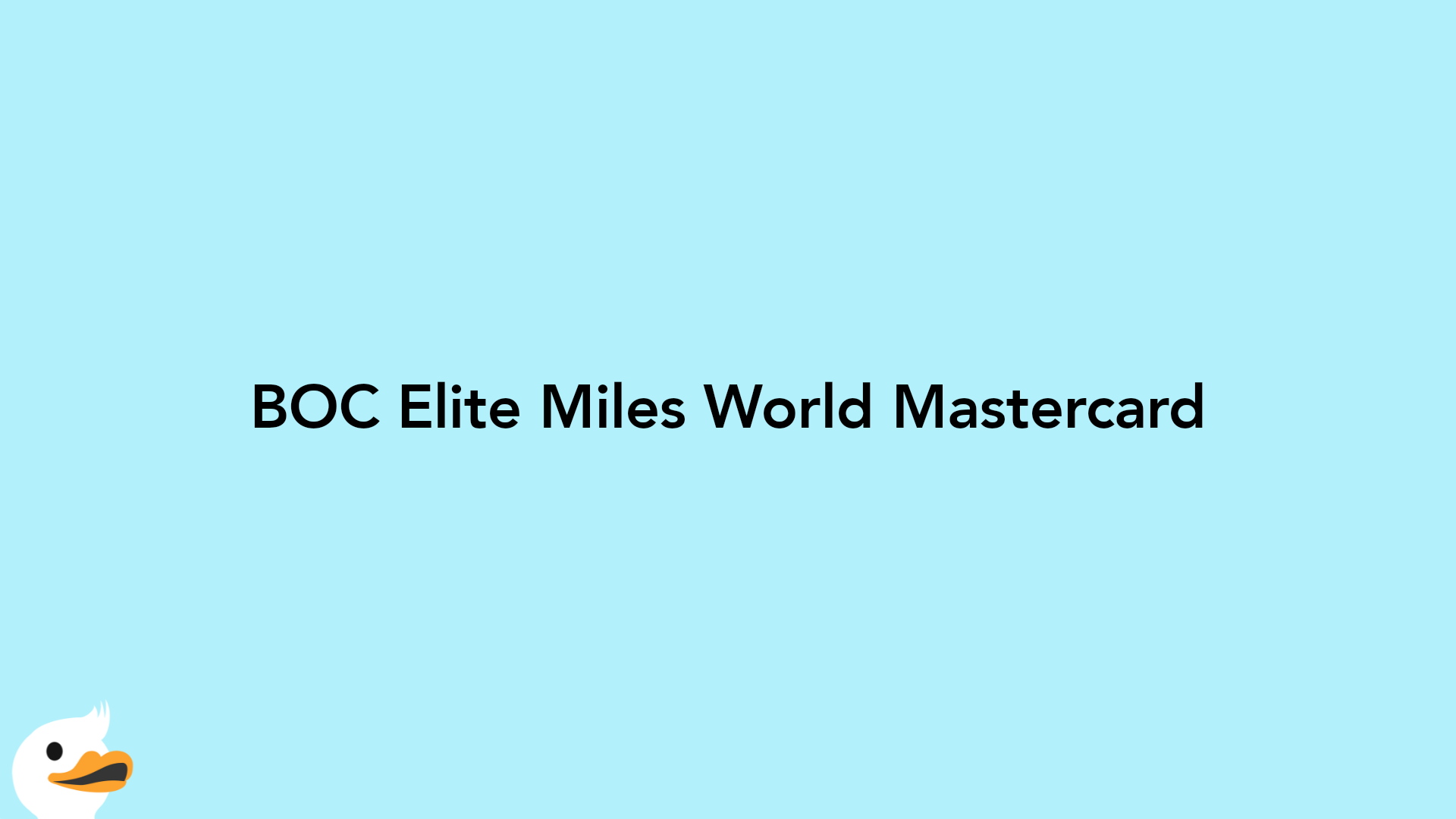 BOC Elite Miles World Mastercard