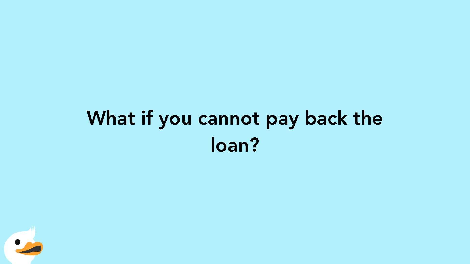 What if you cannot pay back the loan?