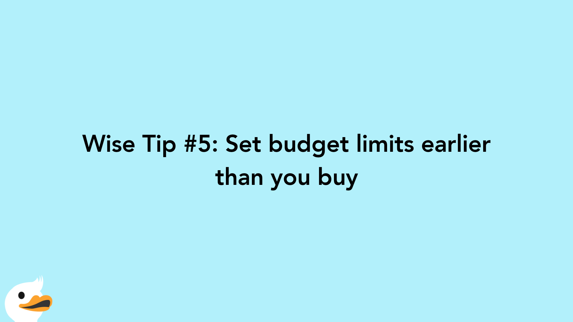 Wise Tip #5: Set budget limits earlier than you buy