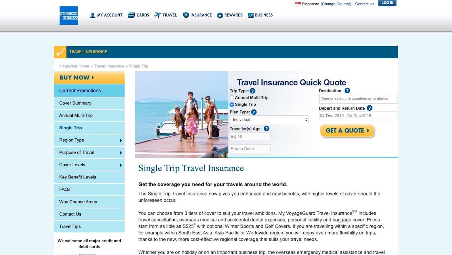 American Express VoyageGuard Travel Insurance Standard Plans